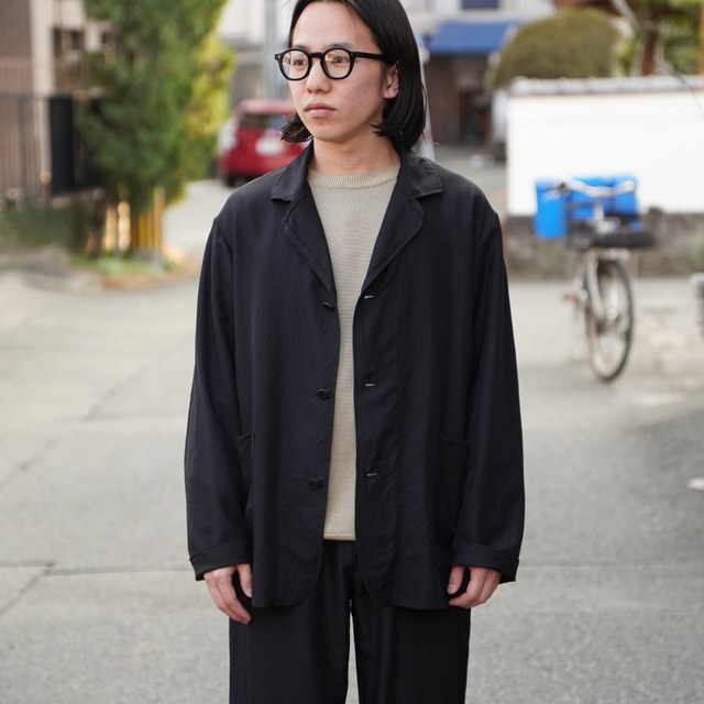 ULTERIOR(�A���e���A) / WASHED WOOL SILK TWILL JKT,WASHED WOOL SILK TWILL DRAWSTRING PANTS�ySET UP�z-BLACK- #UJK29-LA231-A(2)