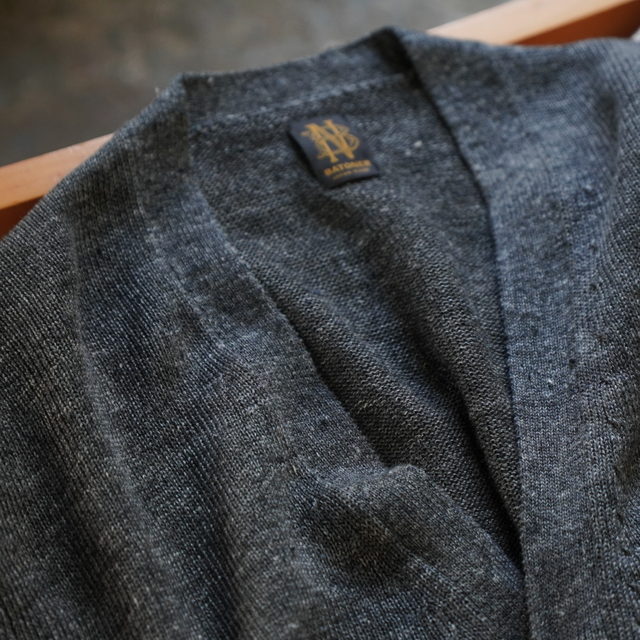 �y26SS�zBATONER(�o�g�i�\) / WASHED HIGH COUNT LINEN V NECK CARDIGAN -CHARCOAL,NATURAL- #BN-26SM-021(2)
