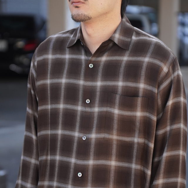 �y26SS�zssstein(�V���^�C��) / LY/VIS CHECK OVERSIZED LS SHIRT -BROWN OMBRE- #ST1461(2)