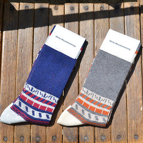 White Mountaineering(zCg}EejAO) Cotton Jacquard Abstract Pattern Middle Socks(3)