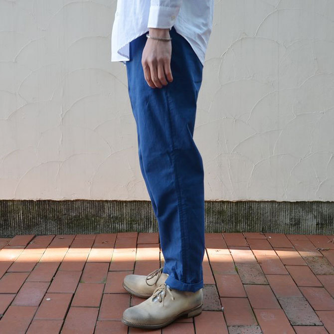 semoh(セモー) cotton chino taipered pants -blue-／acoustics Men's