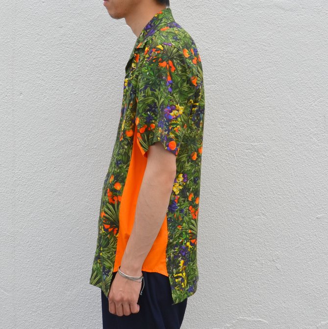 y30% off salez  White Mountaineering(zCg}EejAO) TROPICAL PATTERN PRINTED OPEN COLLAR SHORT SLEEVES SHIRT -GREEN- #WM1771112(3)