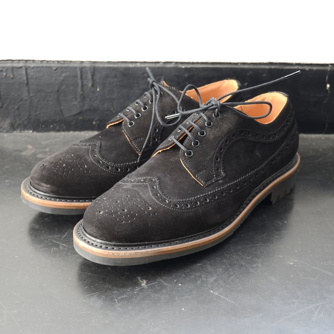 Arrow Footwear(A[tbgEFA)/ BLACK SUEDE 5 EYE BROGUE SHOE -BLACK SUEDE-(3)