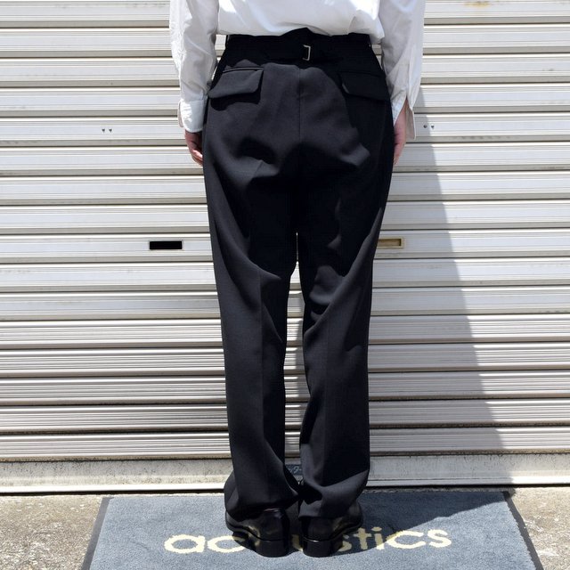 NICENESS(ナイスネス)/ ''HORN'' WOOL STRECH DOUBLE TROUSERS -BLACK