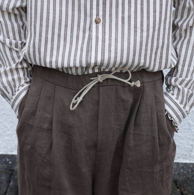 [30%OFF] FRANK LEDER(フランクリーダー)/FABRIC WASHED LINEN DRAWSTRING 2TUCK TROUSERS ‐2COLOR- #0513011(3)