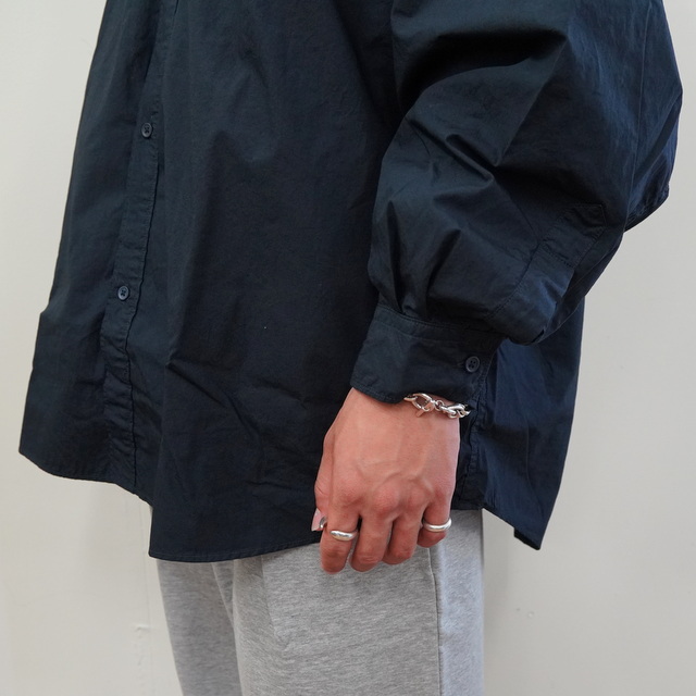 【23AW】Graphpaper (グラフペーパー)/ GARMENT DYED SUVIN TYPEWRITER OVERSIZED SHIRT -NAVY- #GM233-50072(3)