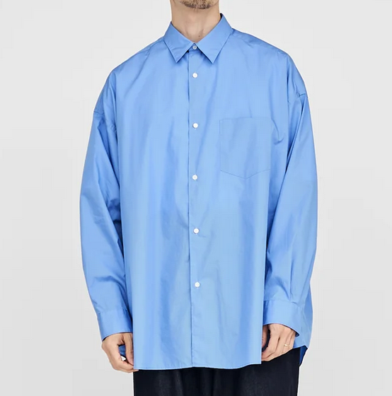 【23AW】Graphpaper (グラフペーパー)/ Broad L/S Oversized Regular Collar Shirts -C.GRAY&BLUE- #GM233-50001B(3)