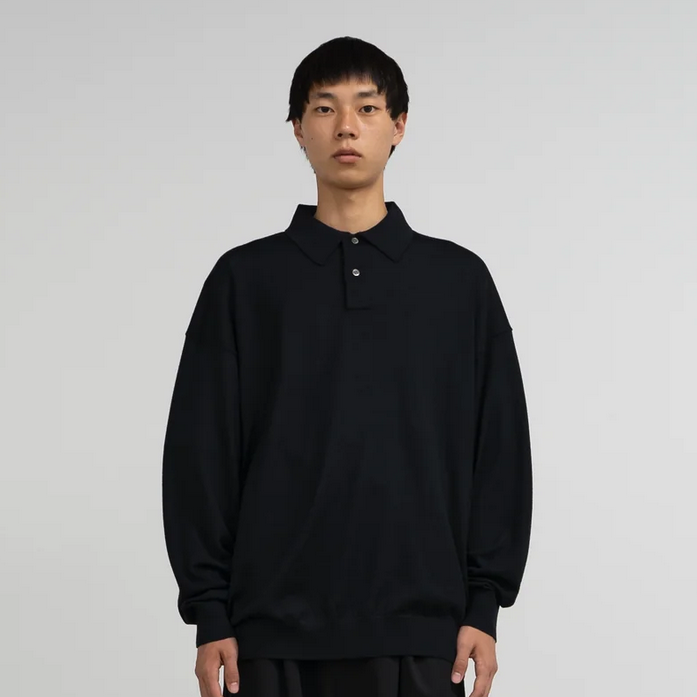 y24AWzGraphpaper (Oty[p[)/ High Gauge Knit Oversized L/S Polo -GRAY,BLACK- #GM243-80315B(3)