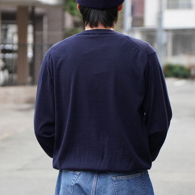 y25SSzBATONER(ogi\) / SUMMER CASHMERE CREW NECK -NAVY- #BN-25SG-003(3)