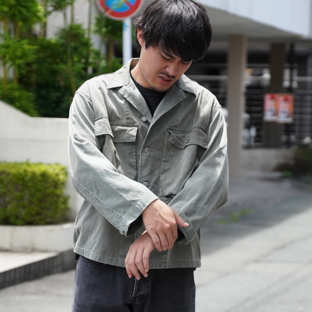 y25AWz A.PRESSE(A vbZ)/ VINTAGE WW2 US ARMY UTILITY JACKET -SAGE- #25AAP-01-50(3)