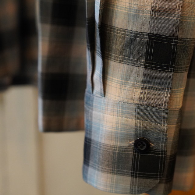 SCYE(TC)/ Wool Rayon Ombre Check Camp Collar Shirt -G.MINT- #1125-33051(3)
