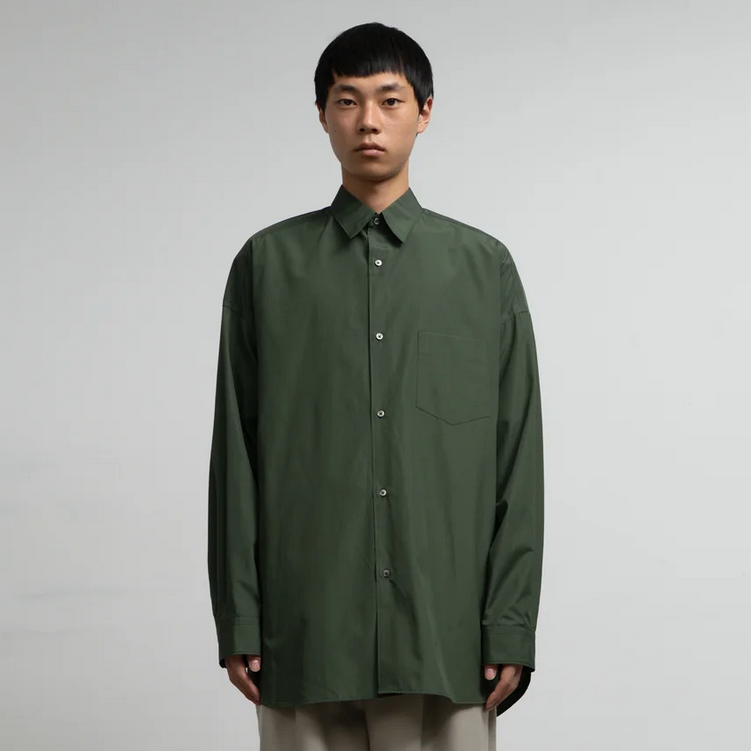 y25AWzGraphpaper (Oty[p[)/ Silicon Poplin Oversized Regular Collar Shirt -GREGE,GREEN- #GM253-50180(3)