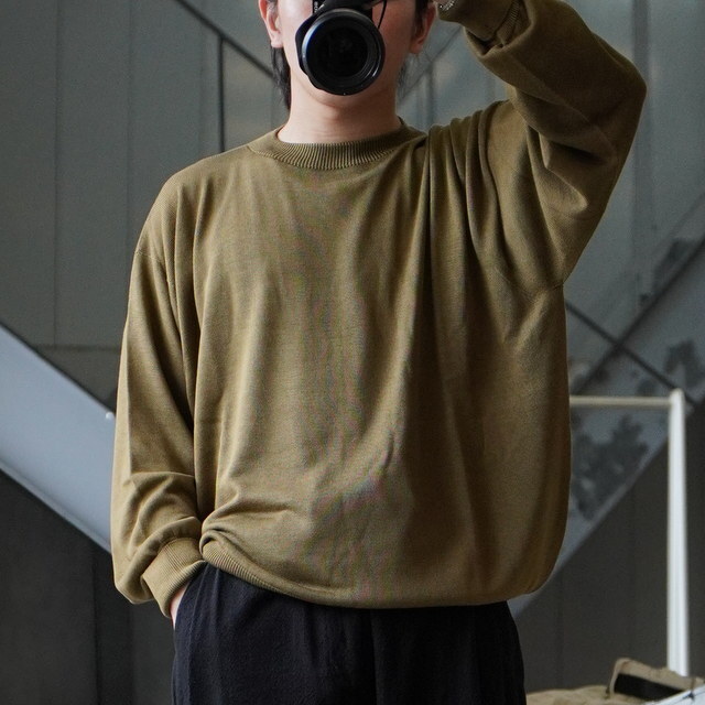  Olde H&Daughter(I[hGC`Ahh[^[)/ SILK PLAIN STICH CREW L/S -3color- #BK004(3)