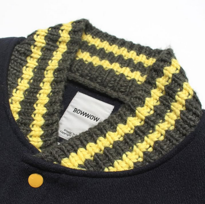 BOWWOW(oEE) / ST. MACLAREN UNIV. VARSITY JACKET AGED -NVY~YEL- #BW252-MUVJ(3)