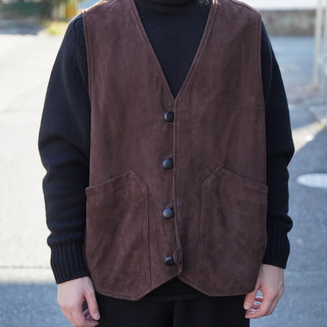 �y26SS�zCCU(�V�[�V�[���[)/ CHIMAYO VEST -BLACK- #V-11-C-SUEDE-5(3)