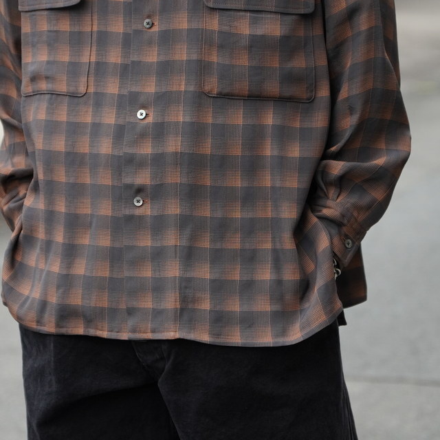 �y26SS�z YOKE(���[�N)/ Jacqard Plaid Open Collar Shirt -ORANGE,GRAY- #YK26SS01197SH(3)