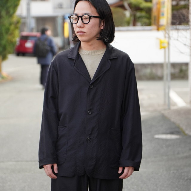 ULTERIOR(�A���e���A) / WASHED WOOL SILK TWILL JKT,WASHED WOOL SILK TWILL DRAWSTRING PANTS�ySET UP�z-BLACK- #UJK29-LA231-A(3)