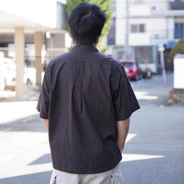 �y26SS�zHERILL(�w����)/ Lawncheck Opencollar shirts -Brown- #26-050-HL-8090(3)