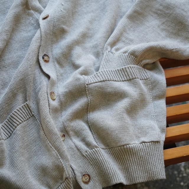 �y26SS�zBATONER(�o�g�i�\) / WASHED HIGH COUNT LINEN V NECK CARDIGAN -CHARCOAL,NATURAL- #BN-26SM-021(3)