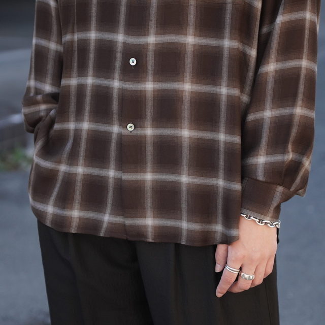 �y26SS�zssstein(�V���^�C��) / LY/VIS CHECK OVERSIZED LS SHIRT -BROWN OMBRE- #ST1461(3)