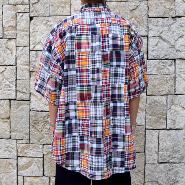is-ness(CYlX)/ PATCHWORK CHECK SHORT SLEEVES SHIRT -RED CHECK-(4)