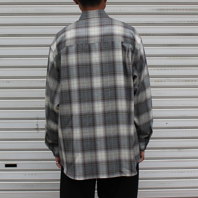 AURALEE オーラリー 23AW SUPER LIGHT WOOL CHECK SHIRT スーパーライトウールチェックシャツ ブラウン 4