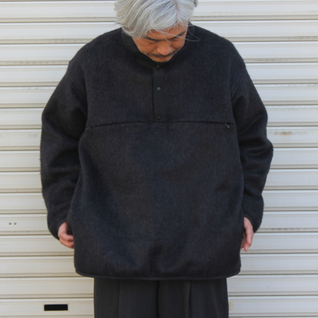 blurhms (ブラームス)/ COTTON SILK FLEECE SNAP P/O -HETHERBLACK 