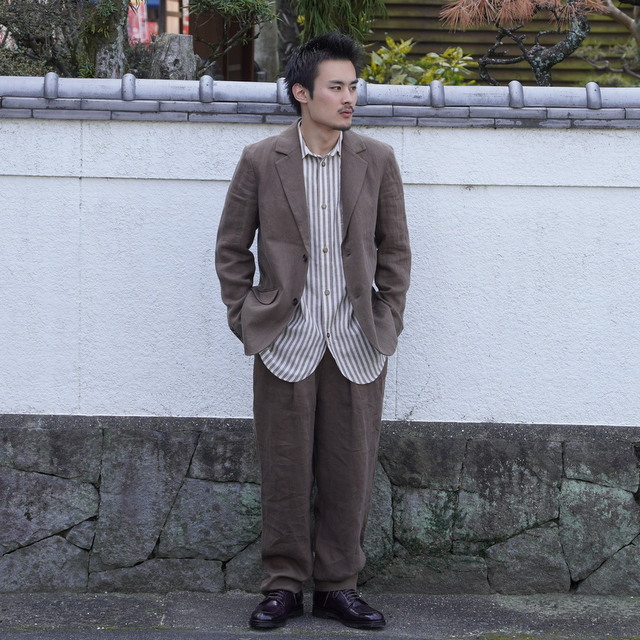 FRANK LEDER(フランクリーダー)/FABRIC WASHED LINEN DRAWSTRING 2TUCK TROUSERS ‐2COLOR- #0513011(4)