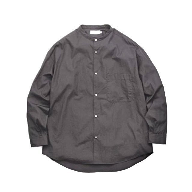 【23AW】Graphpaper (グラフペーパー)/ Broad L/S Oversized Band Collar Shirts -C.GRAY&BLUE- #GM233-50002B(4)