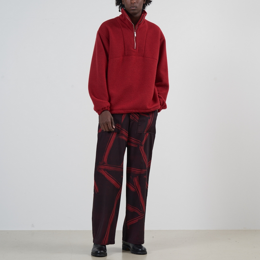  [24AW] YOKE([N)/ WOOL FREECE HALF ZIP PULLOVER -RED,BLACK- #YK24FW0801B(4)