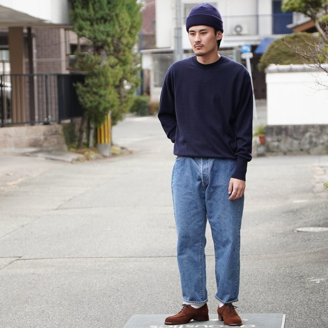 y25SSzBATONER(ogi\) / SUMMER CASHMERE CREW NECK -NAVY- #BN-25SG-003(4)