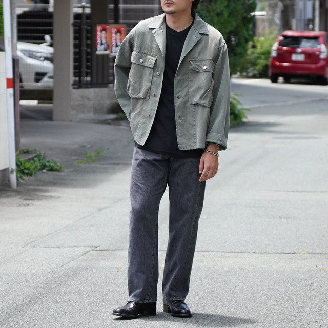 y25AWz A.PRESSE(A vbZ)/ VINTAGE WW2 US ARMY UTILITY JACKET -SAGE- #25AAP-01-50(4)