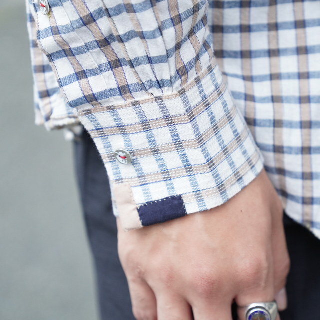 y25AWzMAATEE&SONS(}[eB[AhTY)/ GUPTA WESTERN -BLUE~KHAKI,WHITE PLAID- #MT5303-0605(4)