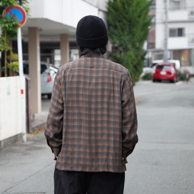 �y26SS�z YOKE(���[�N)/ Jacqard Plaid Open Collar Shirt -ORANGE,GRAY- #YK26SS01197SH(4)