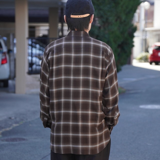 �y26SS�zssstein(�V���^�C��) / LY/VIS CHECK OVERSIZED LS SHIRT -BROWN OMBRE- #ST1461(4)