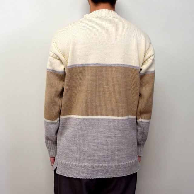 BROWN by 2-tacs (ブラウンバイツータックス)/ GUERNSEY WOOLLENS "TRADITIONAL WIDE BORDER" -WHT×NAT- #B24-GW001