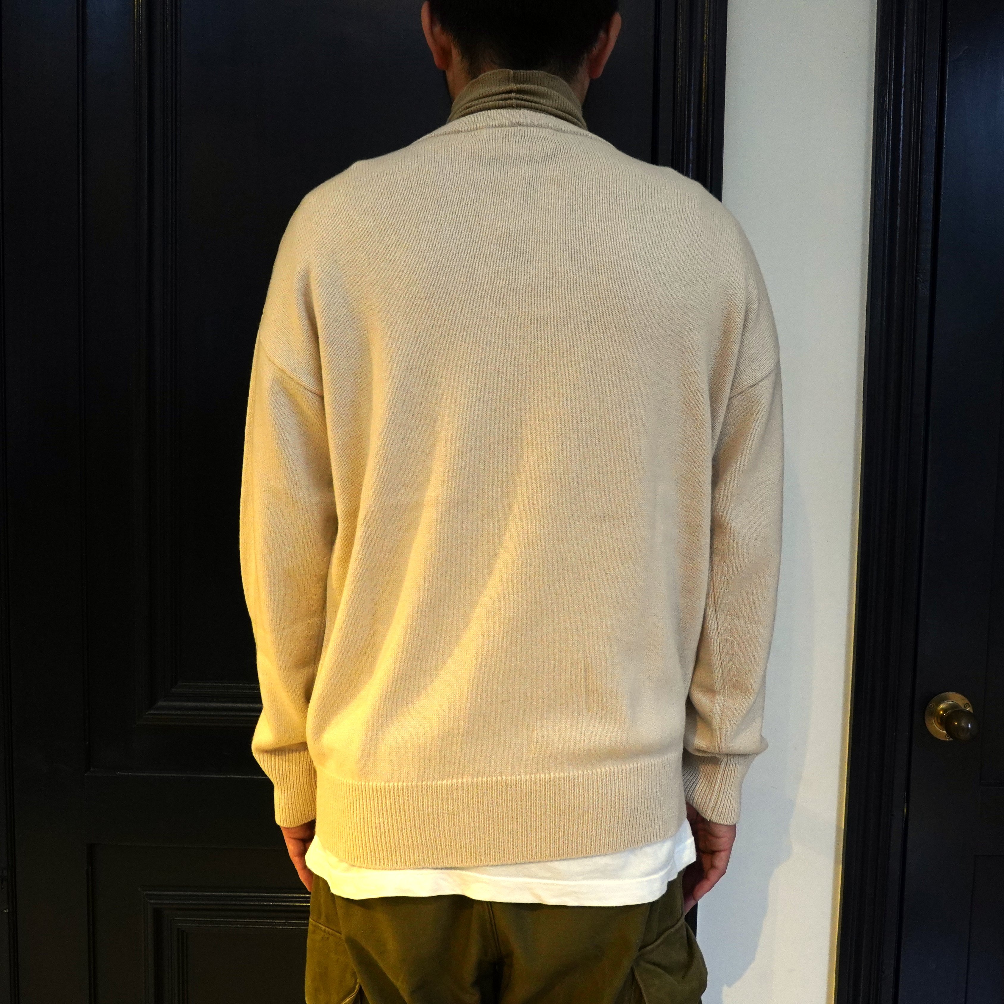 【40% off sale】 Cristaseya(クリスタセヤ)/Contrasted collar Dolcevita knit -White/Taupe- #13NC-C-WH-TA(5)