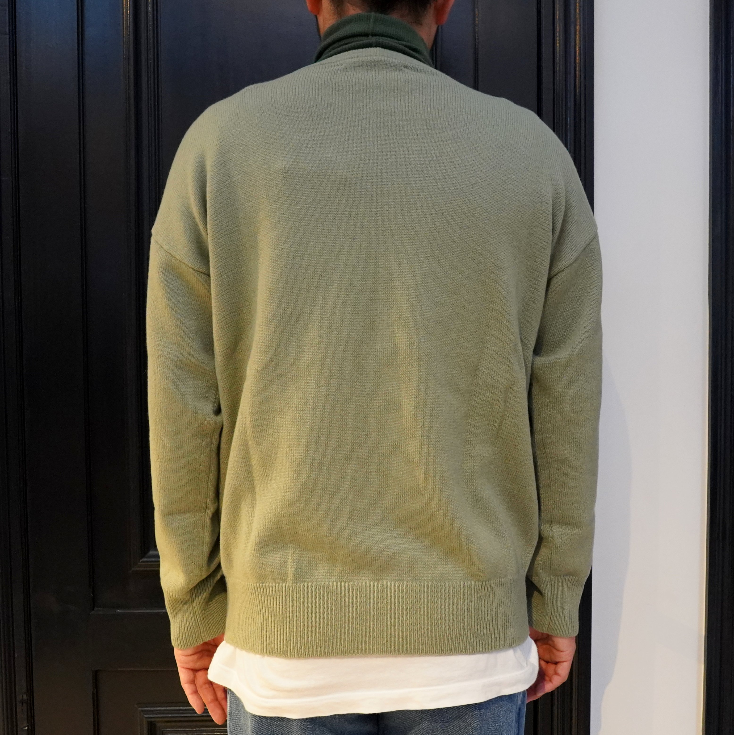 【40% off sale】 Cristaseya(クリスタセヤ)/Contrasted collar Dolcevita knit -Sauge/Green- #13NC-C-SA-GR(5)