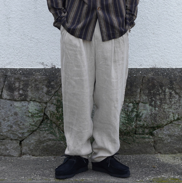 [30%OFF] FRANK LEDER(フランクリーダー)/FABRIC WASHED LINEN DRAWSTRING 2TUCK TROUSERS ‐2COLOR- #0513011(5)