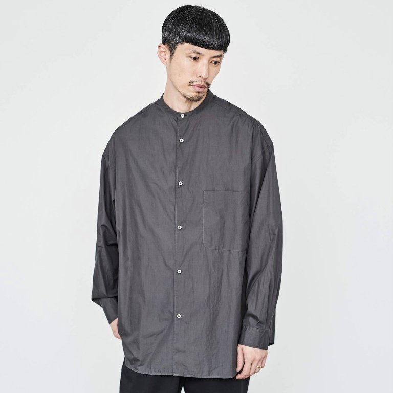 【23AW】Graphpaper (グラフペーパー)/ Broad L/S Oversized Band Collar Shirts -C.GRAY&BLUE- #GM233-50002B(5)