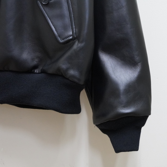 【23AW】A.PRESSE(ア プレッセ)/ Leather Harrington Jacket -BLACK- #23AAP-01-03H(5)