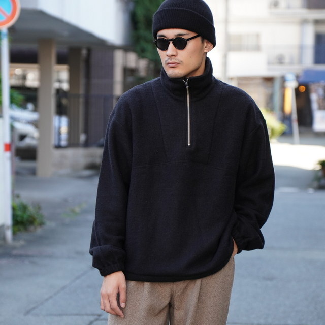  [24AW] YOKE([N)/ WOOL FREECE HALF ZIP PULLOVER -RED,BLACK- #YK24FW0801B(5)