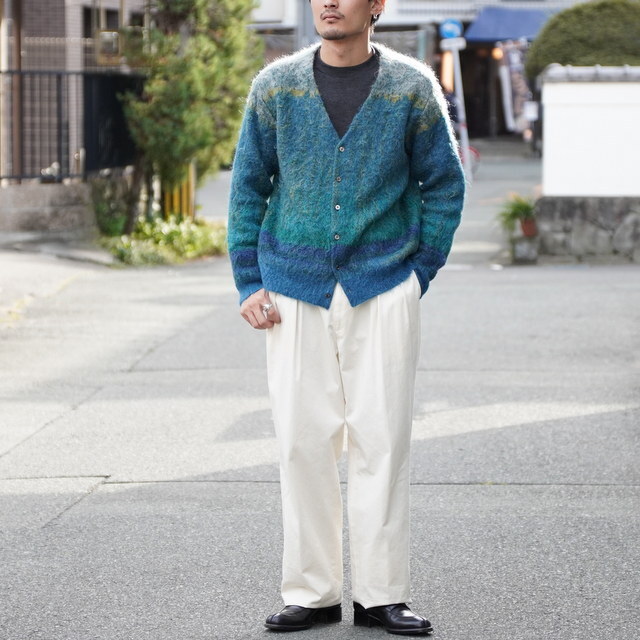  [25SS] YOKE([N)/ TREE JACQUARD MOHAIR BUTTONED CARDIGAN -GREEN- #YK25SS0958S(5)