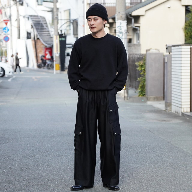 [25SS]ssstein(V^C)/ W/R/SI DOUBLE WEAVE CARGO POCKET TROUSERS -BLACK- #ST1101(5)