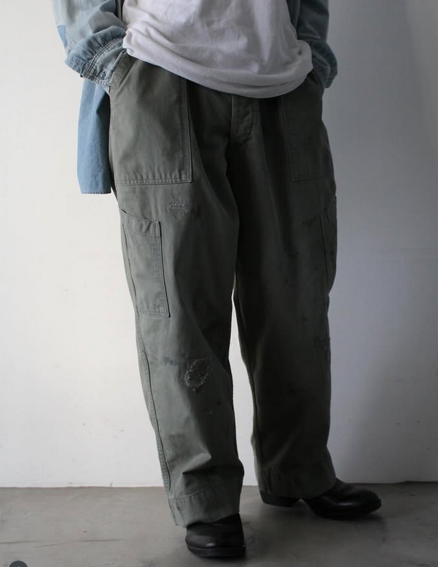 BOWWOW(oEE)/REPAIRED USAF MECHANIC PANTS -AGED SAGE GREEN- #BW252-RUMP(5)