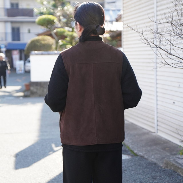 �y26SS�zCCU(�V�[�V�[���[)/ CHIMAYO VEST -BLACK- #V-11-C-SUEDE-5(5)