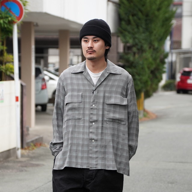 �y26SS�z YOKE(���[�N)/ Jacqard Plaid Open Collar Shirt -ORANGE,GRAY- #YK26SS01197SH(5)