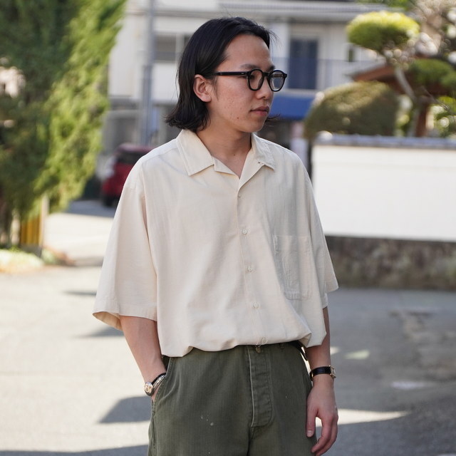 �y26SS�zHERILL(�w����)/ Silk cotton nep Opencollar shirts -2color- #26-050-HL-8080(5)