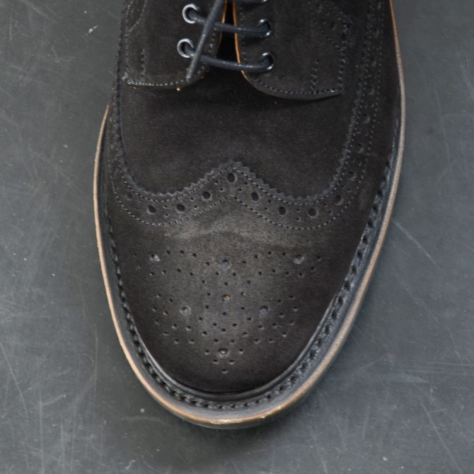 Arrow Footwear(A[tbgEFA)/ BLACK SUEDE 5 EYE BROGUE SHOE -BLACK SUEDE-(6)
