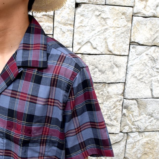 INDIVIDUALIZED SHIRTS(CfBrWACYhVc)/ Linen Camp Collar Shirt S/S (AthleticFit) -GRAY CHECK-#IS1911200(6)